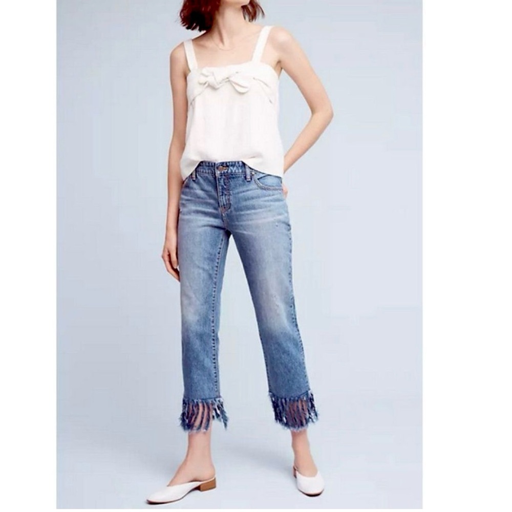 Anthro Pilcro Fringe Ankle Jeans 29